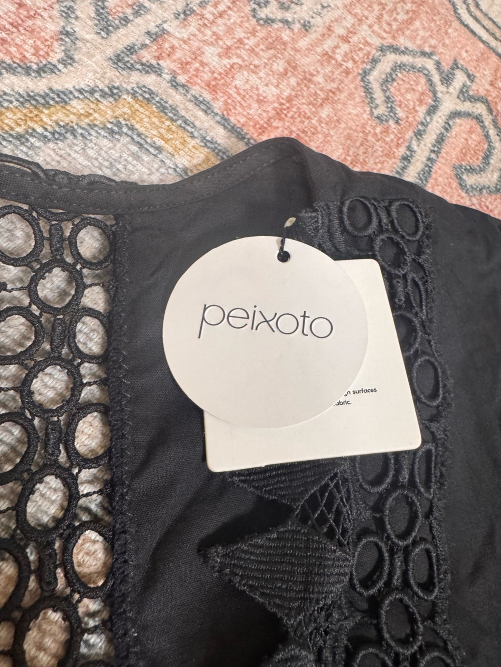 $198 Peixoto Black Ora Cotton Embroidered Swimsuit Cover Up Dress XL yse2123 - Picture 6 of 11